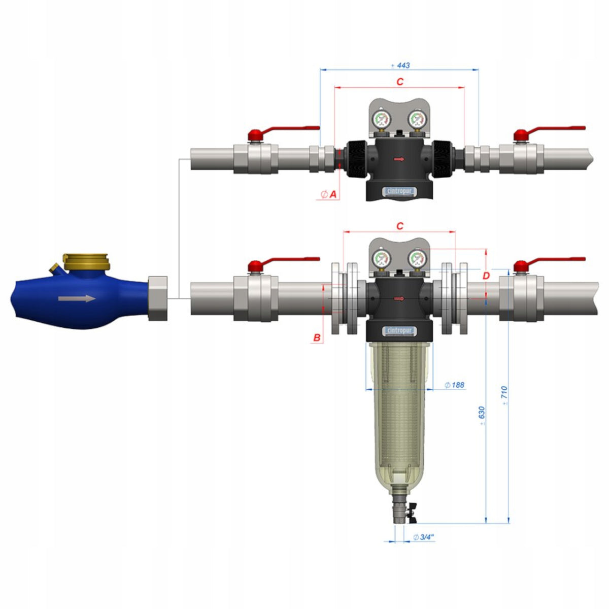 Mechanical in-line filter Cintropur NW 650 DN65 connection GW 2,5" Ustm Manufacturer code NW650