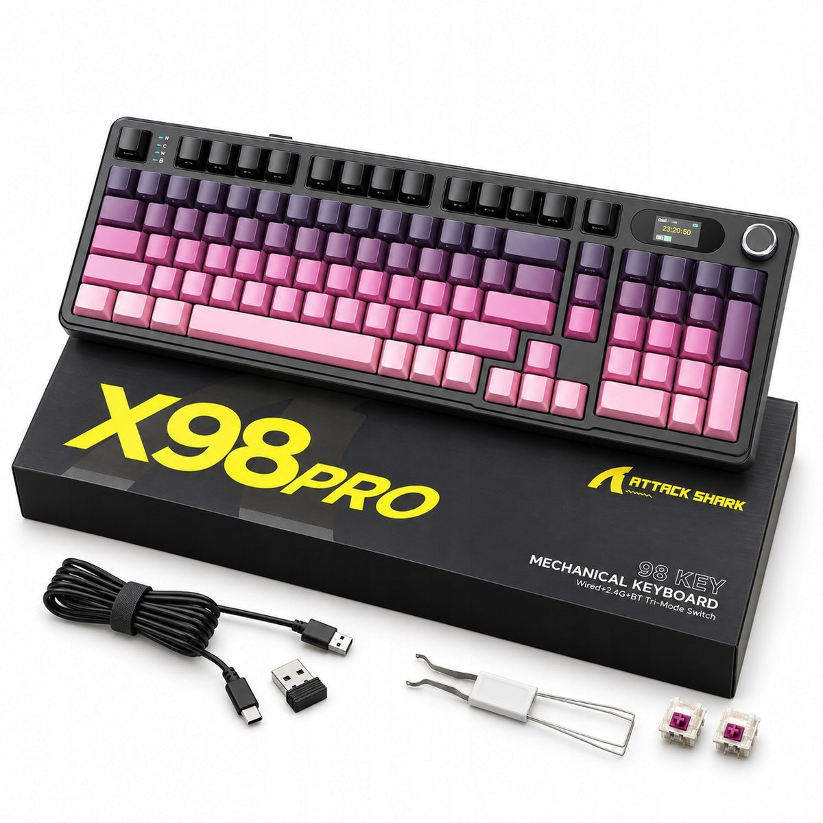 Mechanical keyboard ATTACK SHARK X98 PRO RGB 2.4G Bluetooth 4000mAh Pink