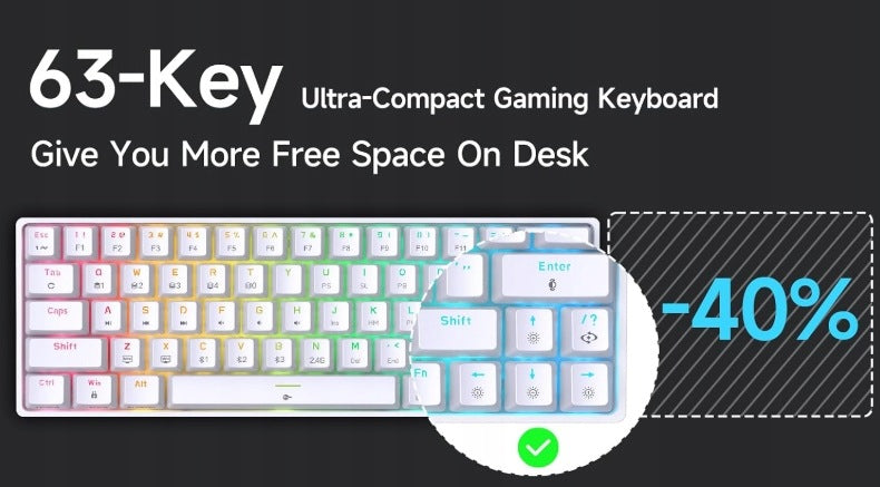 Mechanical keyboard TMKB T63 Bluetooth2.4G RGB white BLUE SWITCH Manufacturer code T63