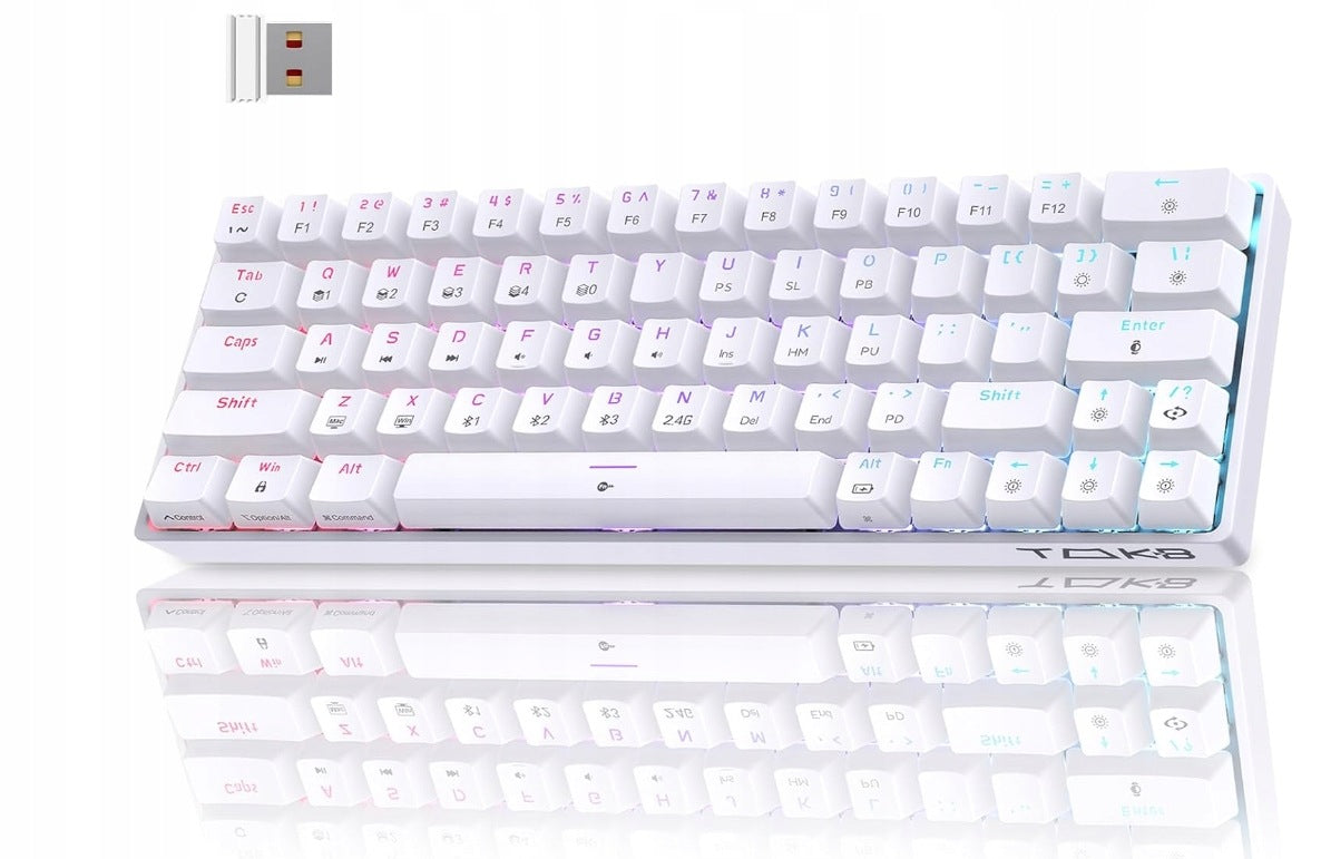 Mechanical keyboard TMKB T63 Bluetooth2.4G RGB white BLUE SWITCH