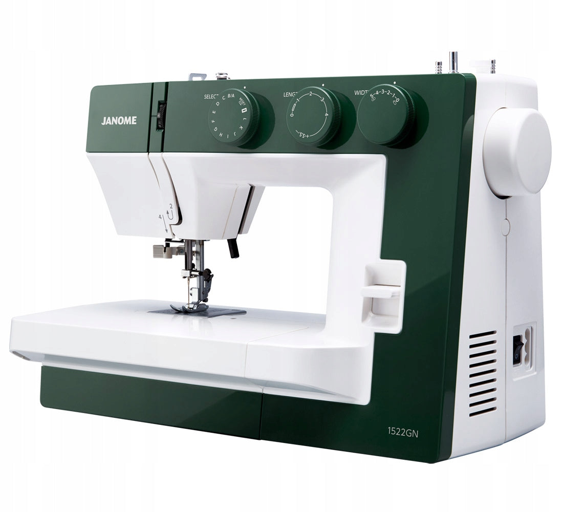 Mechanical sewing machine Janome 1522 GN green + sewing courses Manufacturer code JANOME 1522 GN