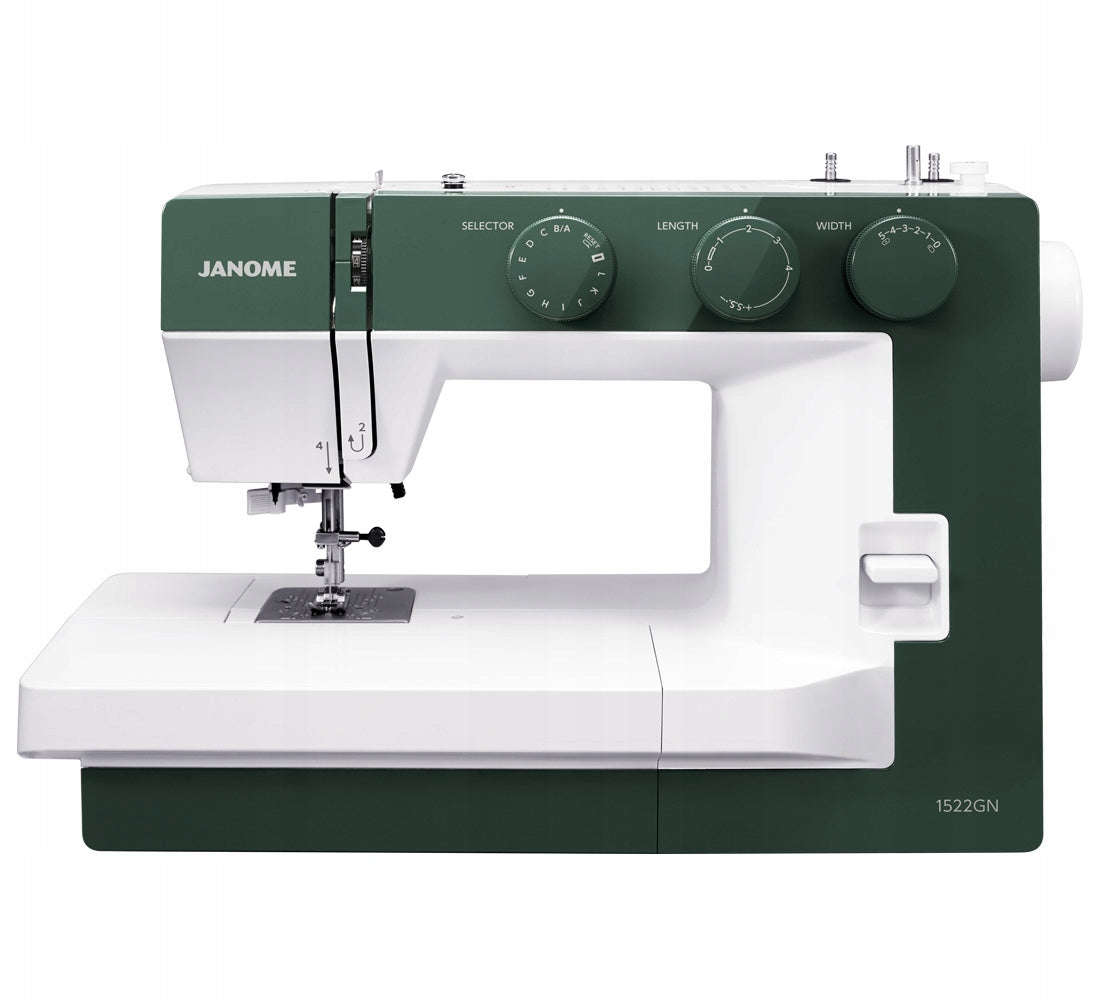Mechanical sewing machine Janome 1522 GN green + sewing courses Packaging status original