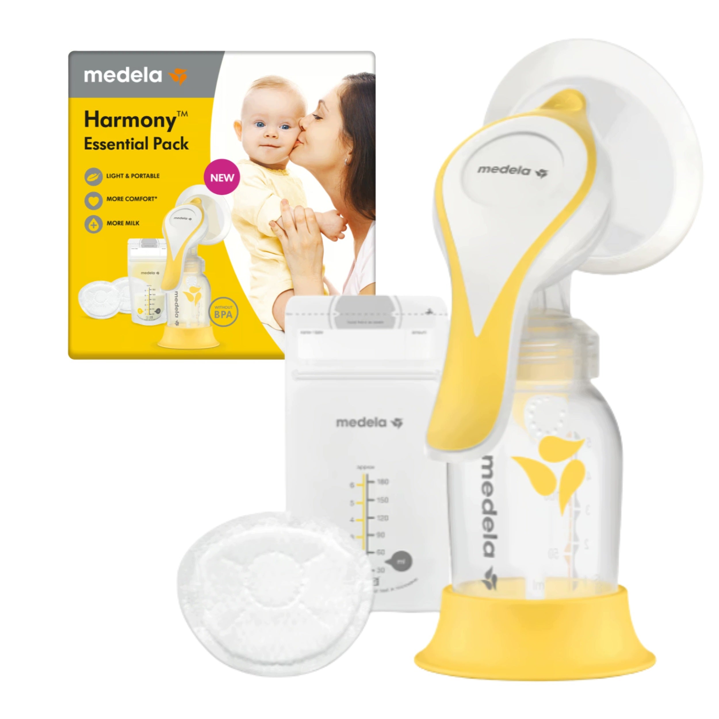 Medela Harmony Essentials Pack Handheld Breast Pump Accessory Set Bottle Packaging status original