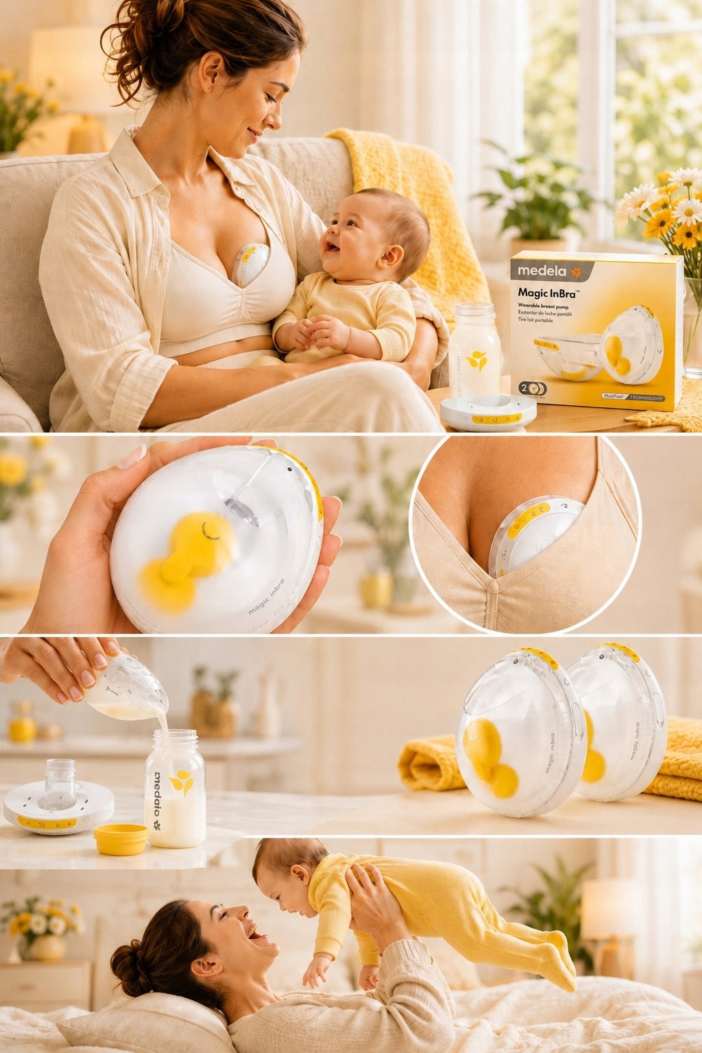 Medela Magic InBra double electric breast pump light quiet white Packaging status original