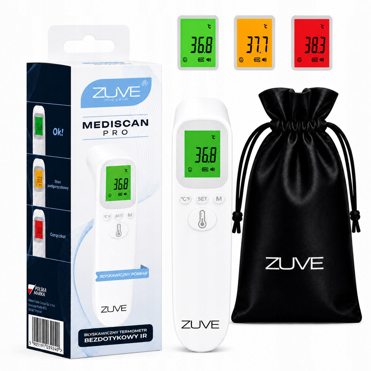 MediScan PRO Touchless Thermometer Travel Home Infrared 2in1 + BAG