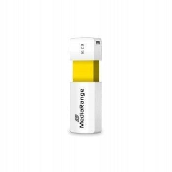 MediaRange 16GB USB 2.0 Slider USB Flash Drive - Yellow