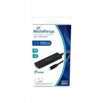 MediaRange USB 3.0 HUB 1:4 Type-C auf USB bus-powered sw