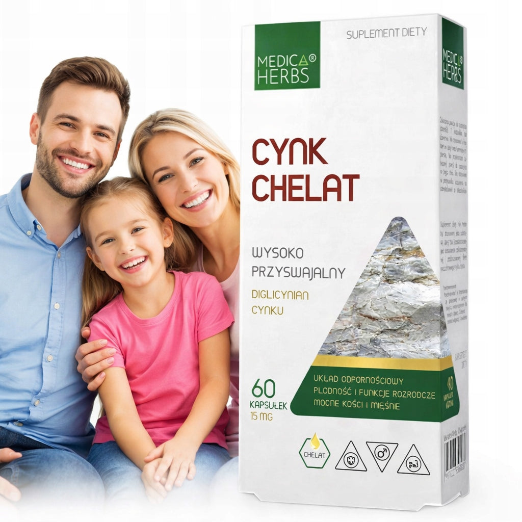 Medica | Chelated Zinc PLUS | Highly absorbable form | 100% original Manufacturer code Cynk Chelatowany ODPORNOŚĆ SKÓRA Włosy