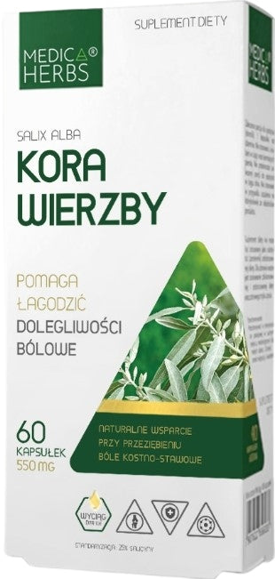 Medica Herbs WILLOW BARK 550mg NATURAL ASPIRIN Cold Rheumatism