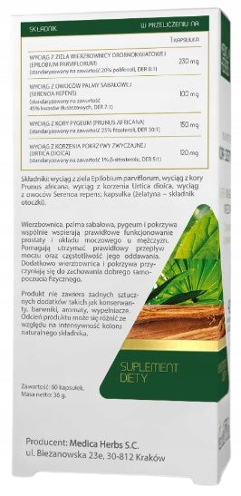 Medica Herbs Willow Saw Palm Pygeum Capsules 60 Pack Manufacturer code 5903968202507