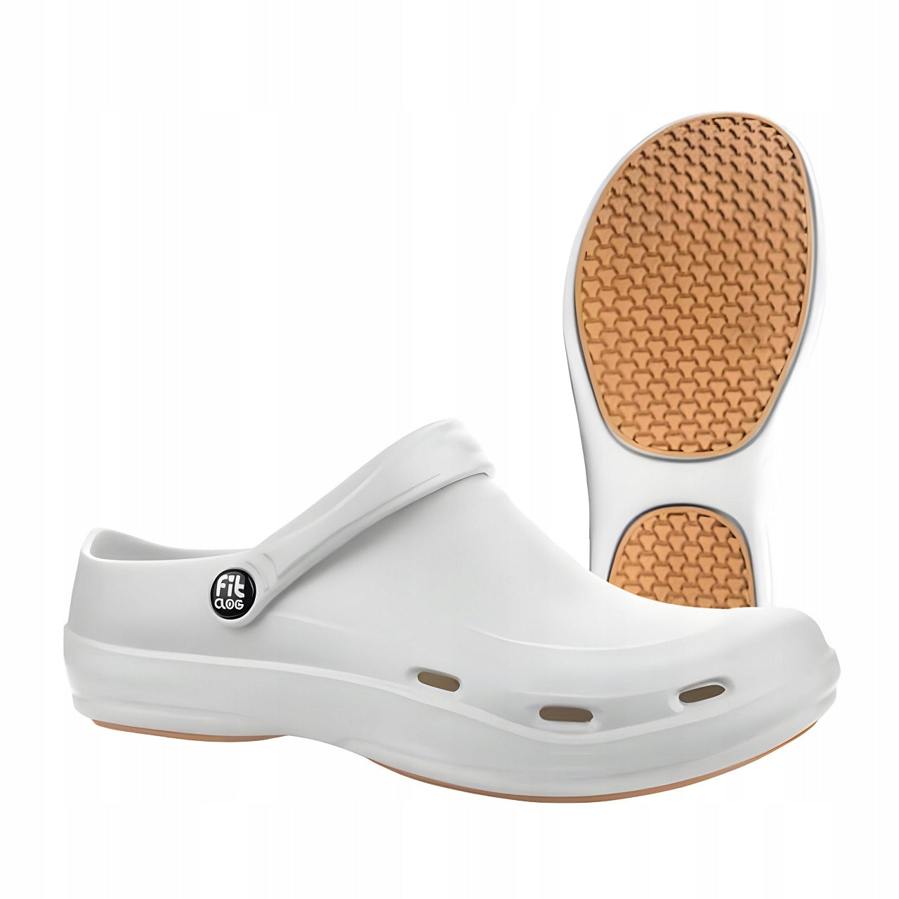 Medical Slippers Cosmetic Walkers Approved Women's White Lightweight FitClog Manufacturer code Chodaki FitClog Basic 001 Białe+Krem Linea