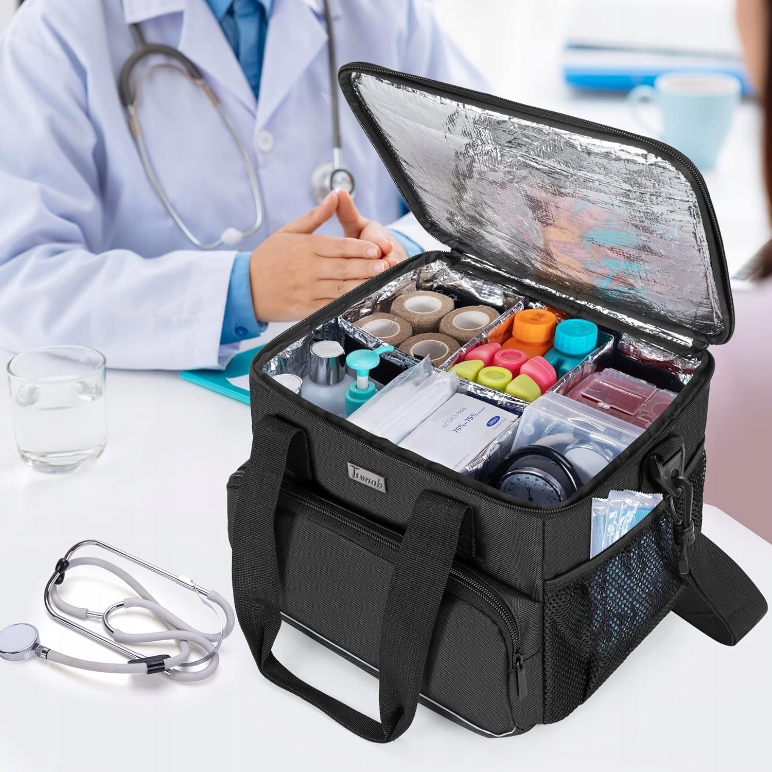 Medical bag with thermal insulation and 5 adjustable compartments Manufacturer code B0BXDM41K6