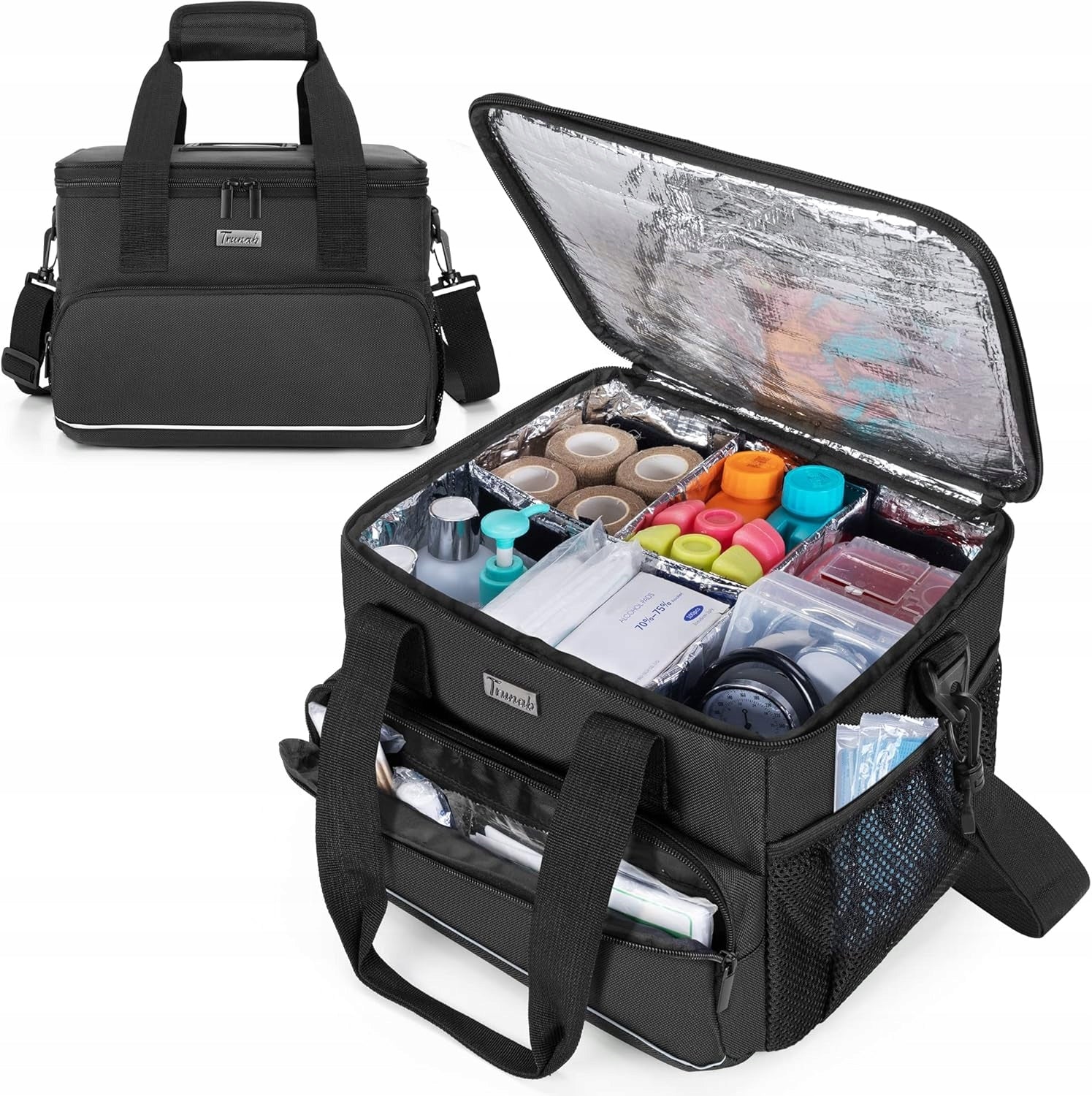 Medical bag with thermal insulation and 5 adjustable compartments