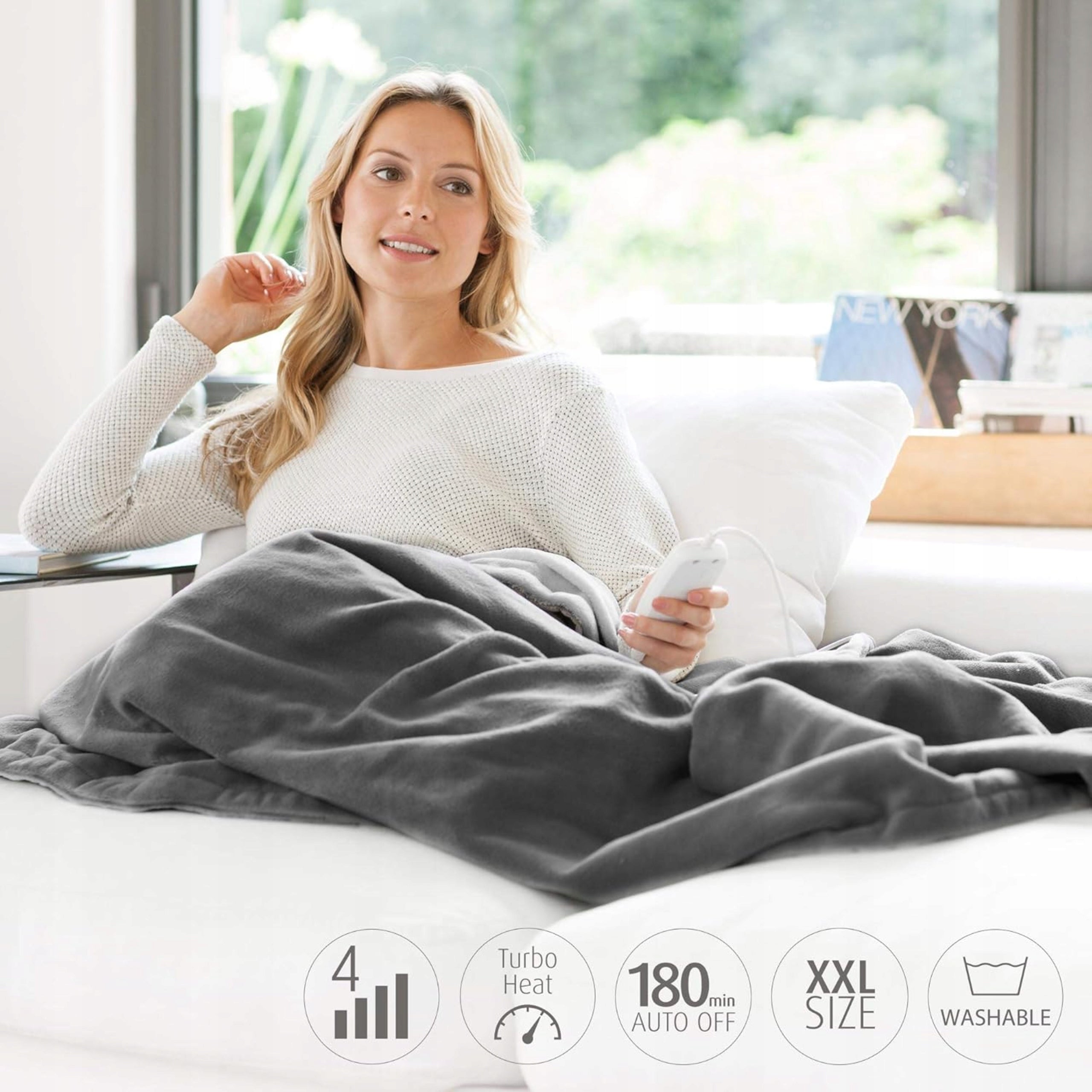 Medisana HB 675 electric blanket XXL 200x150 cm 120W grey 4 heating levels Medical device type accessories for a medical device or a product without an intended medical purpose