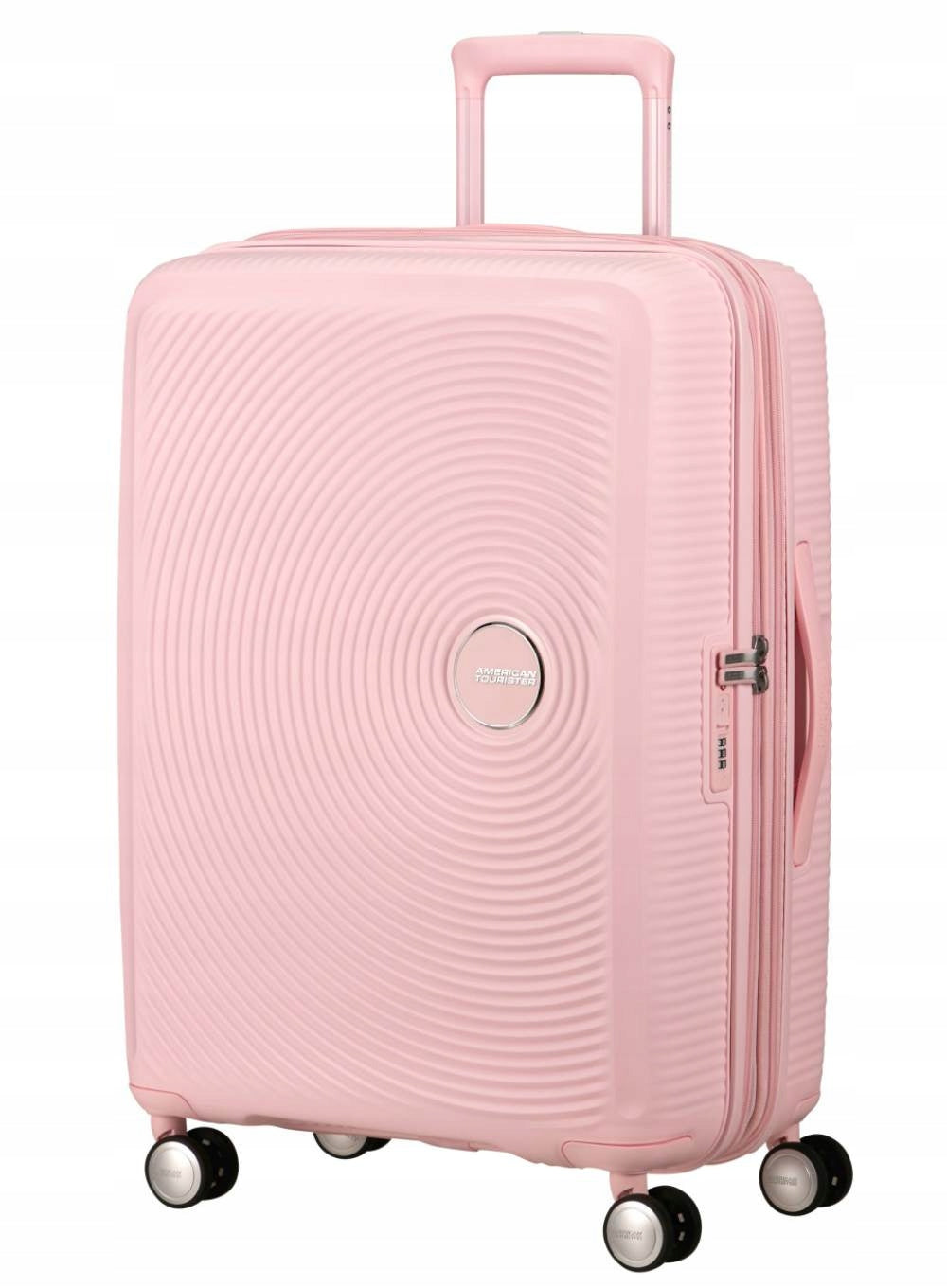 Medium suitcase American Tourister Soundbox EXP - pastel pink Depth (shorter edge) 32 cm