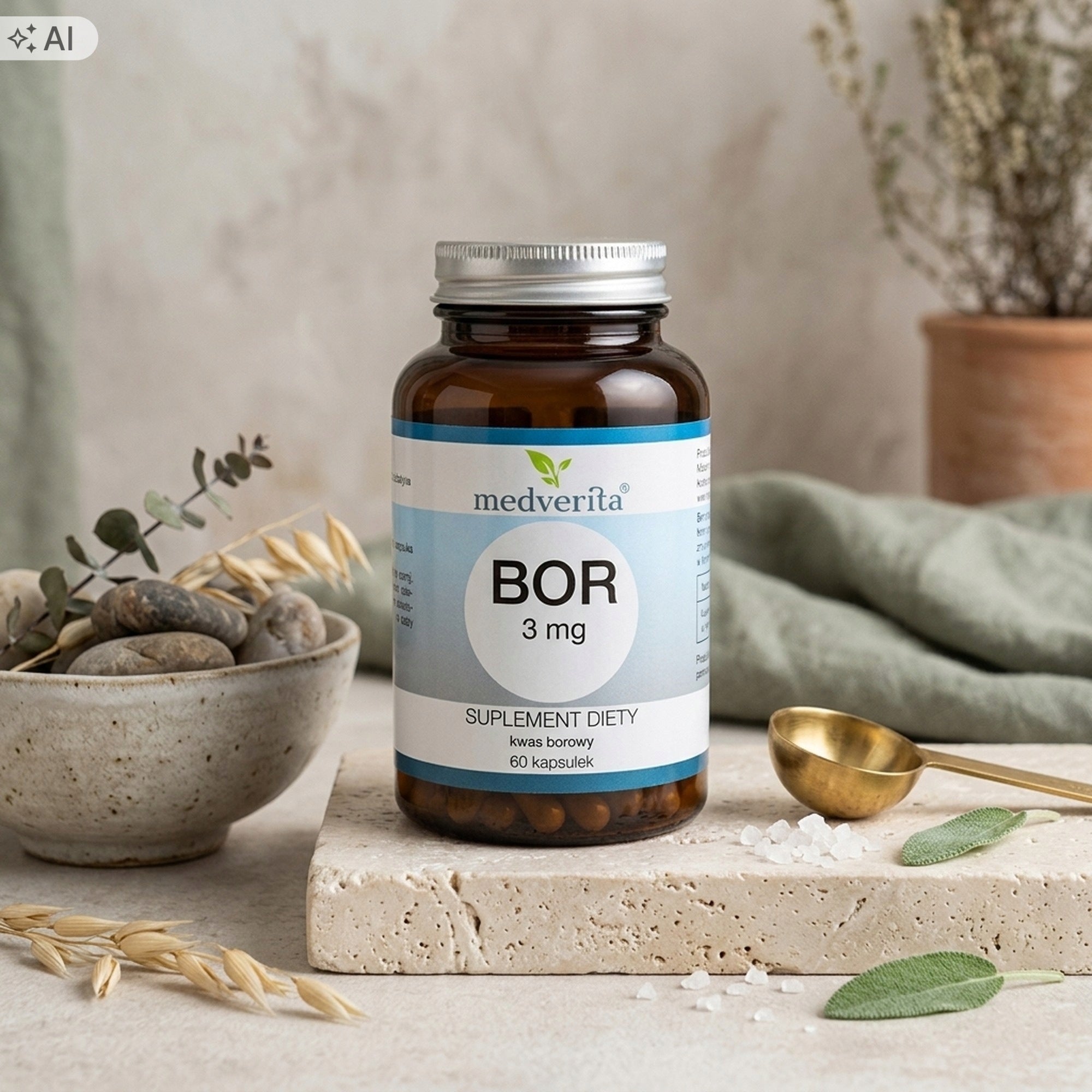 Medverita Boron 3 mg 60 capsules boric acid Packaging status original