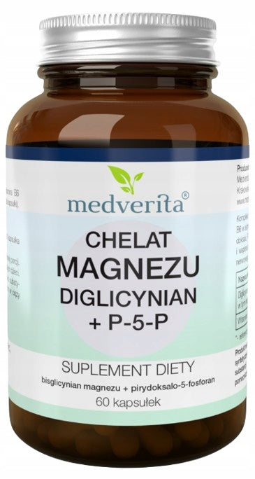 Medverita Magnesium chelate + P-5-P 60 caps. Magnesium diglycinate Wit. B6 Nerves