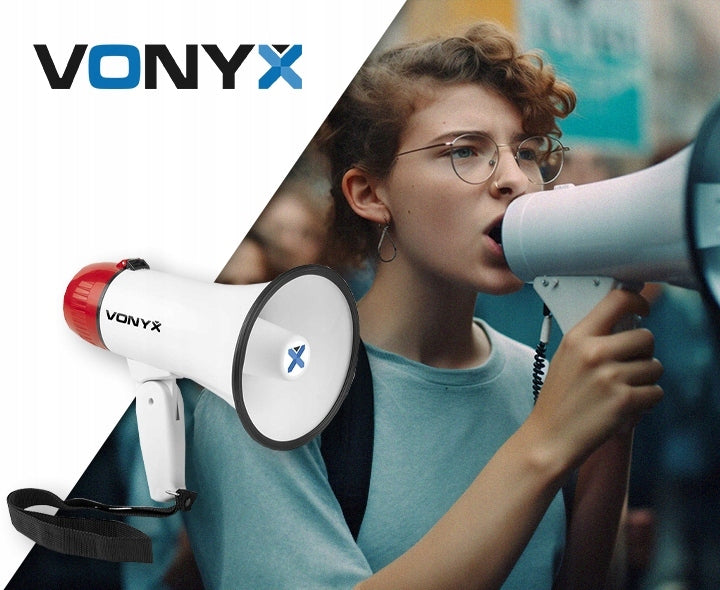 Megaphone 18W Vonyx REC Battery Operated Stadium Megaphone Talking Tube Brand Vonyx