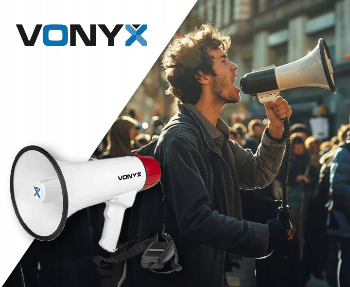 Megaphone 45W Vonyx with bluetooth battery REC USB siren for demonstrations Brand Vonyx
