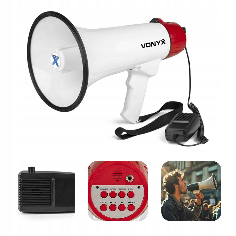 Megaphone 45W Vonyx with bluetooth battery REC USB siren for demonstrations