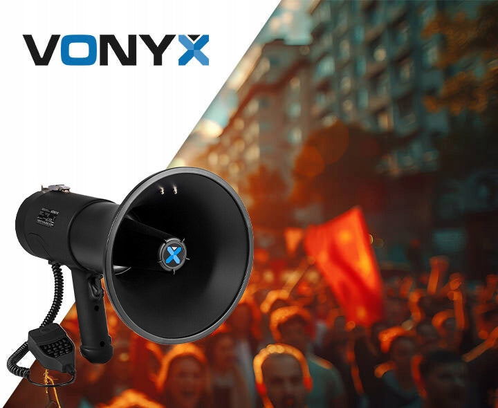 Megaphone 75W Vonyx black bluetooth USB REC rechargeable battery for speeches marches Brand Vonyx