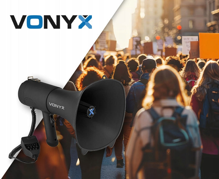 Megaphone powerful 90W black Vonyx battery BT USB REC demonstration marches Brand Vonyx