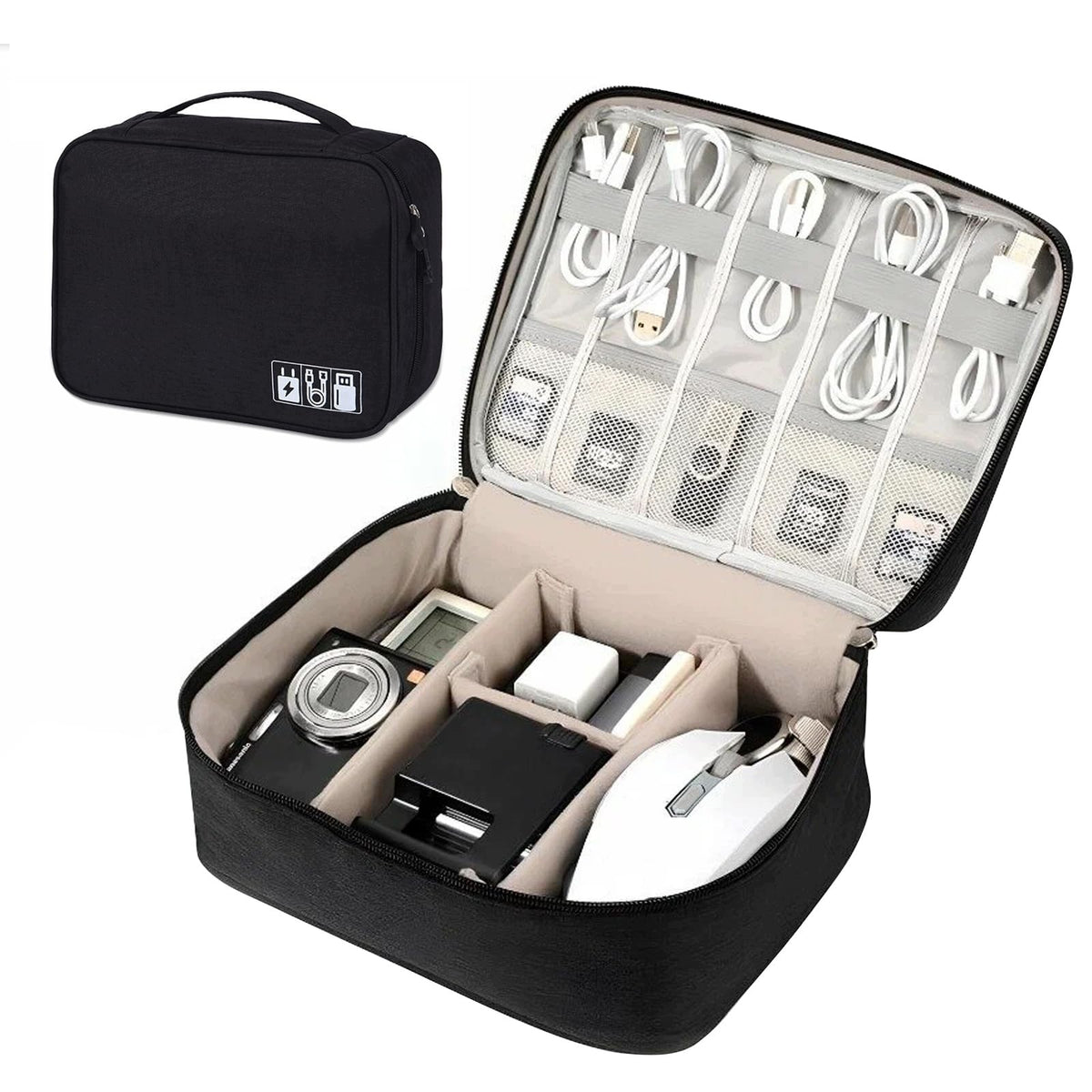 Megcdtr Cable Organizer Black Waterproof Large For Travel And Home