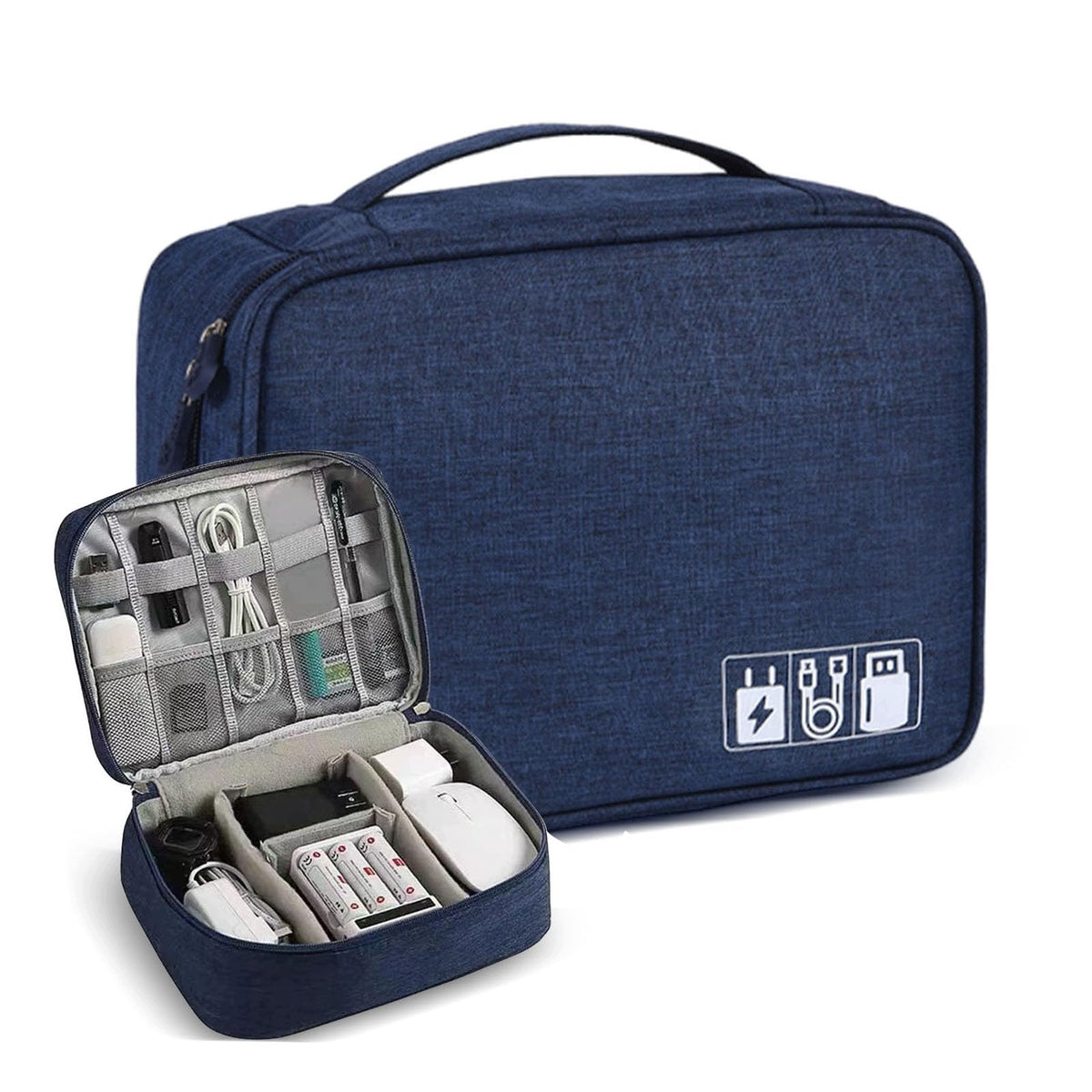 Megcdtr Marineblau Cable Organizer Large Electronics Container