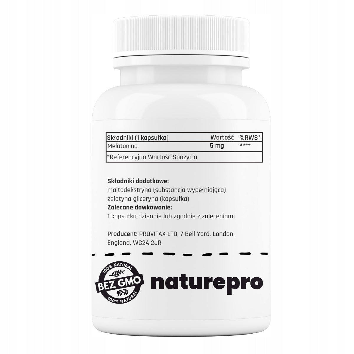 Melatonin 5 mg 100 capsules BETTER SLEEP AND REST NaturePro Expiration date at least 1 year from the date of purchase