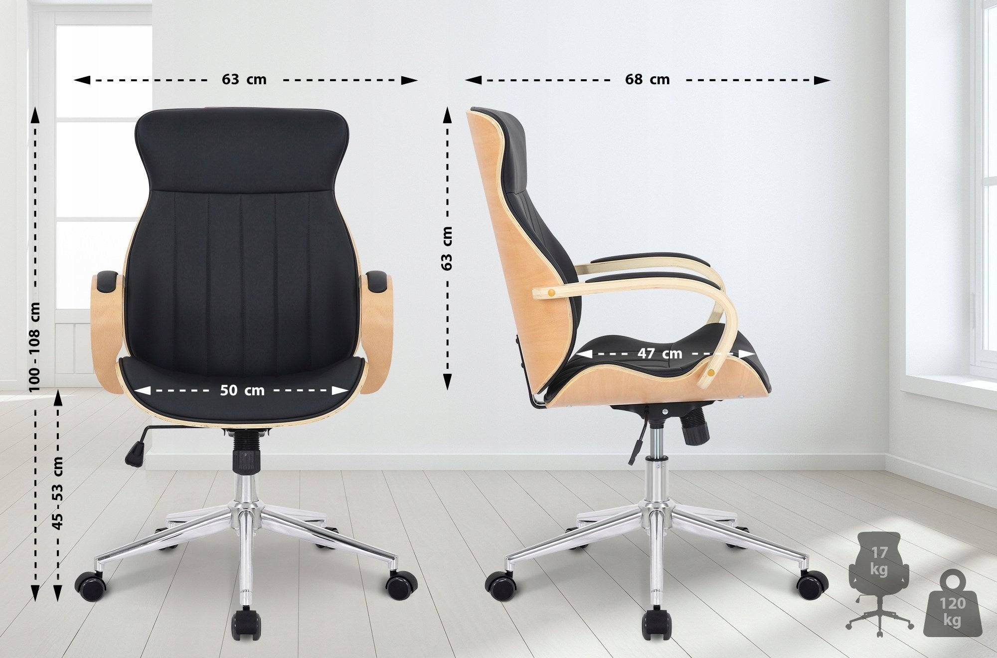 Melilla office chair eco leather, nature/black Packaging status original