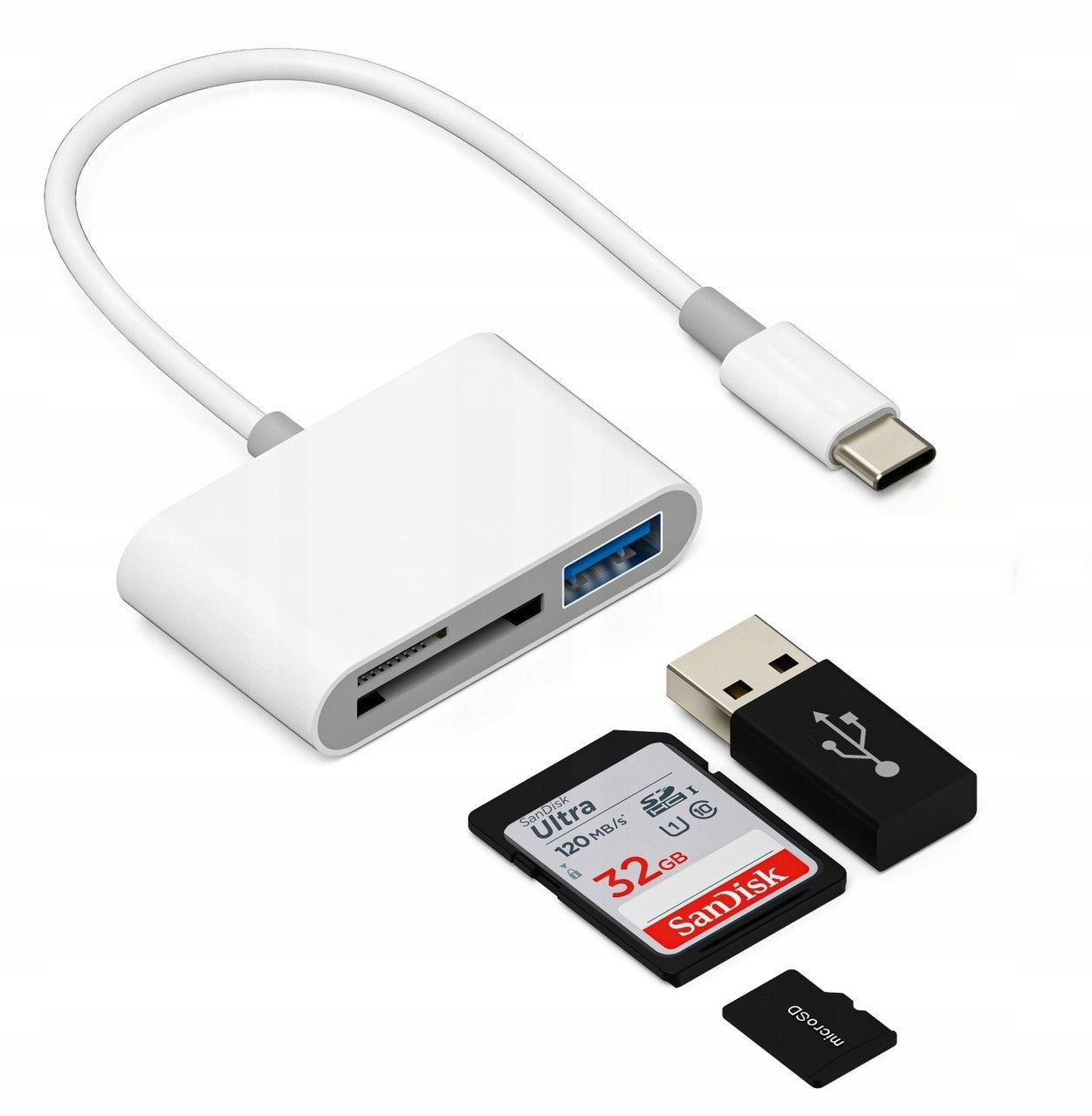 Memory Card Docking Station Adapter 3in1 SD TF USB Card Reader