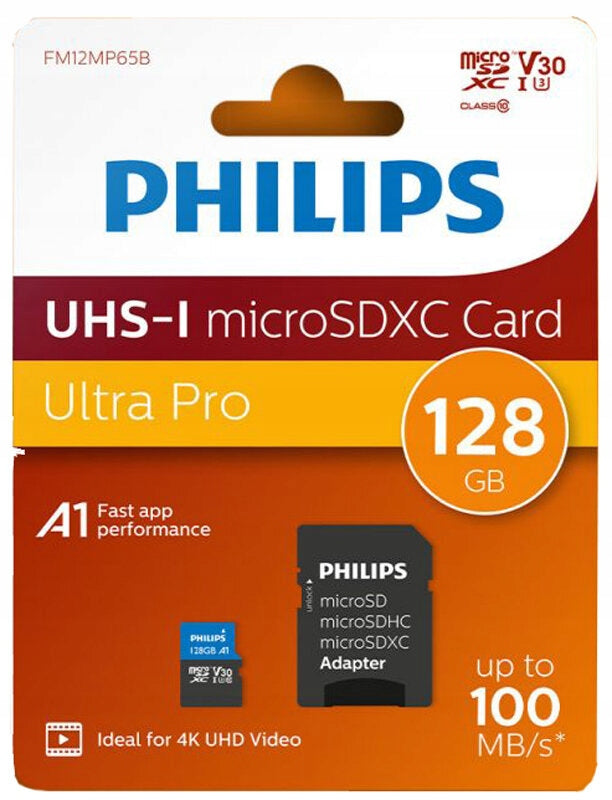 Memory Card PHILIPS Class SDXC 128GB + Adapter Speed classes C10 V30