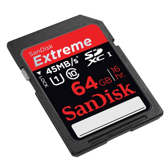 Memory card 64GB SANDISK EXTREME SD XC 45MB/s C1