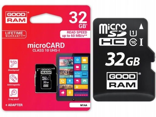 Memory card Goodram 32GB micro + SD adapter Card capacity 32 GB