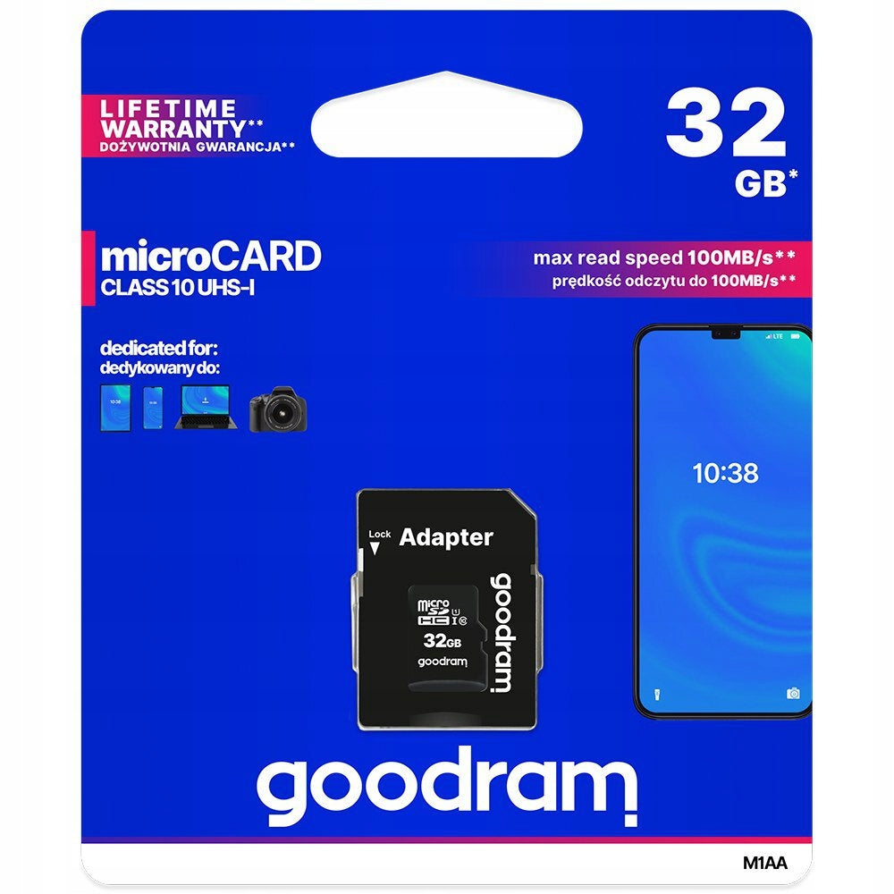 Memory card Goodram 32GB micro + SD adapter Manufacturer Goodram