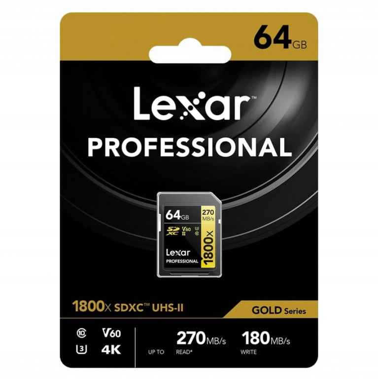 Memory card Lexar Pro 64GB 1800x U3 V60 UHS-II Manufacturer code LSD1800064G-BNNNG