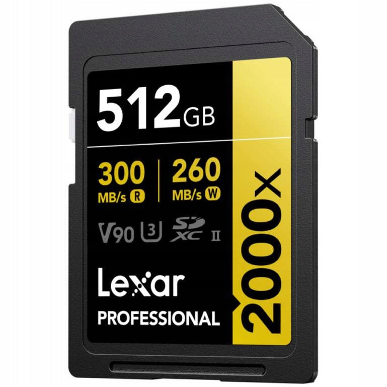 Memory card Lexar SDXC Pro 2000X UHS-II U3 R300/W260 V90 512GB Manufacturer code LSD2000512G-RNNNG