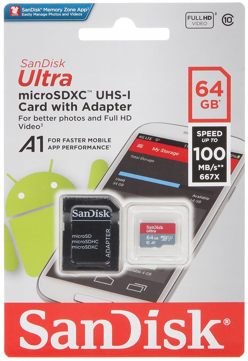Memory card SD-MICRO-10/64-Sandisk 64 GB Manufacturer code SDSQUA4-064G-GN6MA