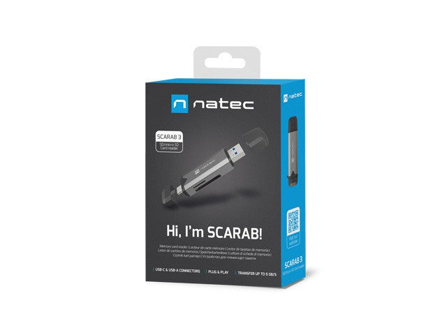 Memory card reader NATEC Scarab 3 USB-A/USB-C/SD/MICRO SD/USB Grey