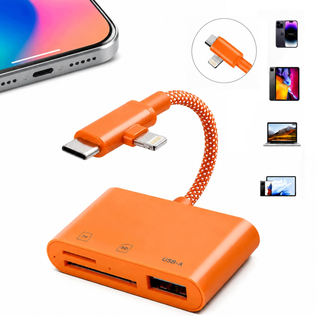 Memory card reader adapter for 1TB SD microSD TF to MacBook/iPad/Android