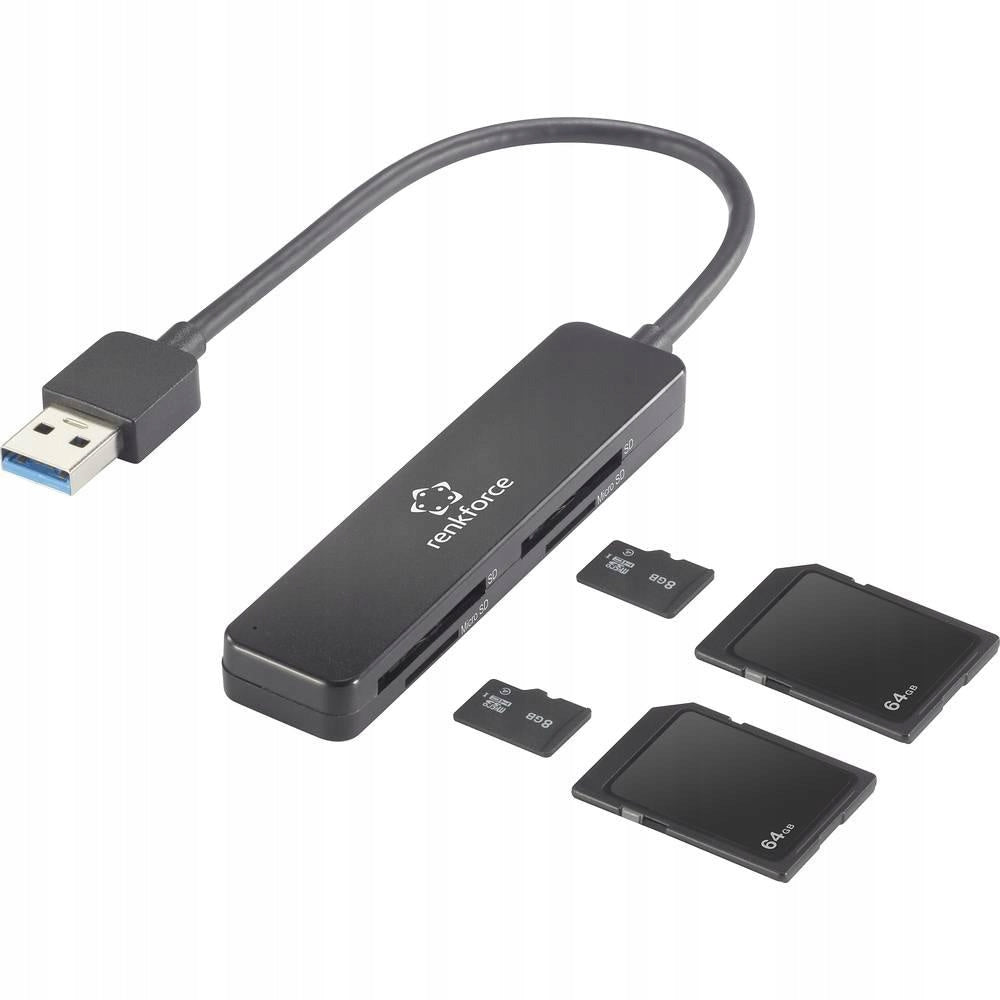 Memory card reader, external Renkforce RF-PCR-220 RF-5151022 USB 3.2 Supported memory cards Micro Secure Digital (micro SD) Mini Secure Digital (mini SD) Secure Digital (SD)