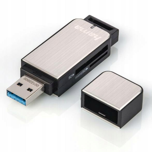 Memory card readers HAMA SD/microSD USB 3.0 Silver 123900 Packaging status original