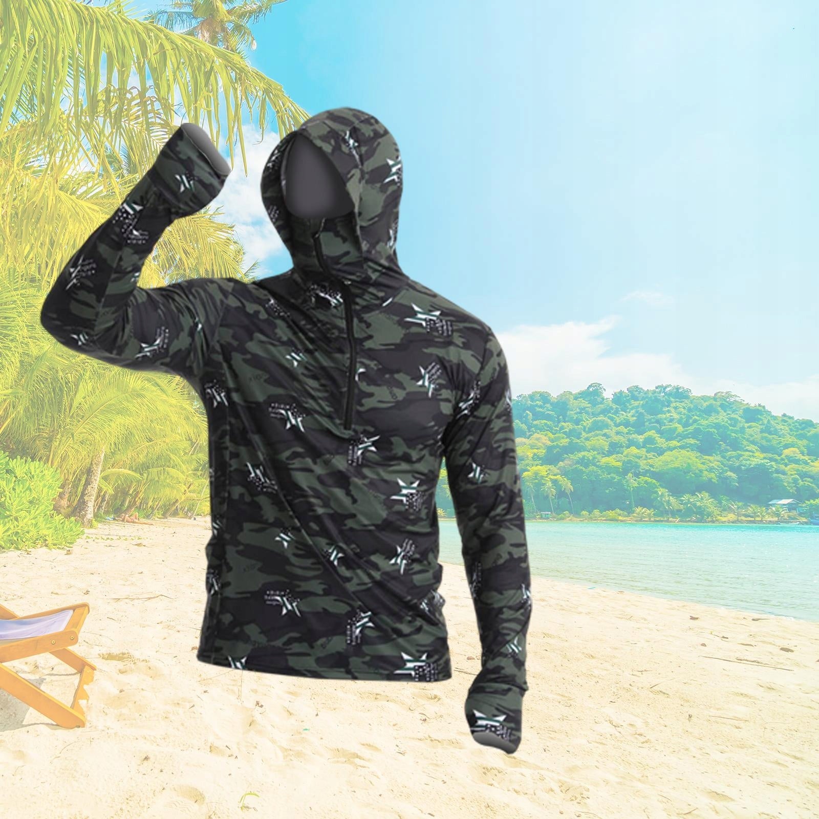 Men Sun Protection Hoodie Shirt Quick Drying Lightweight Long Sleeve 3XL EAN (GTIN) 6902686167050