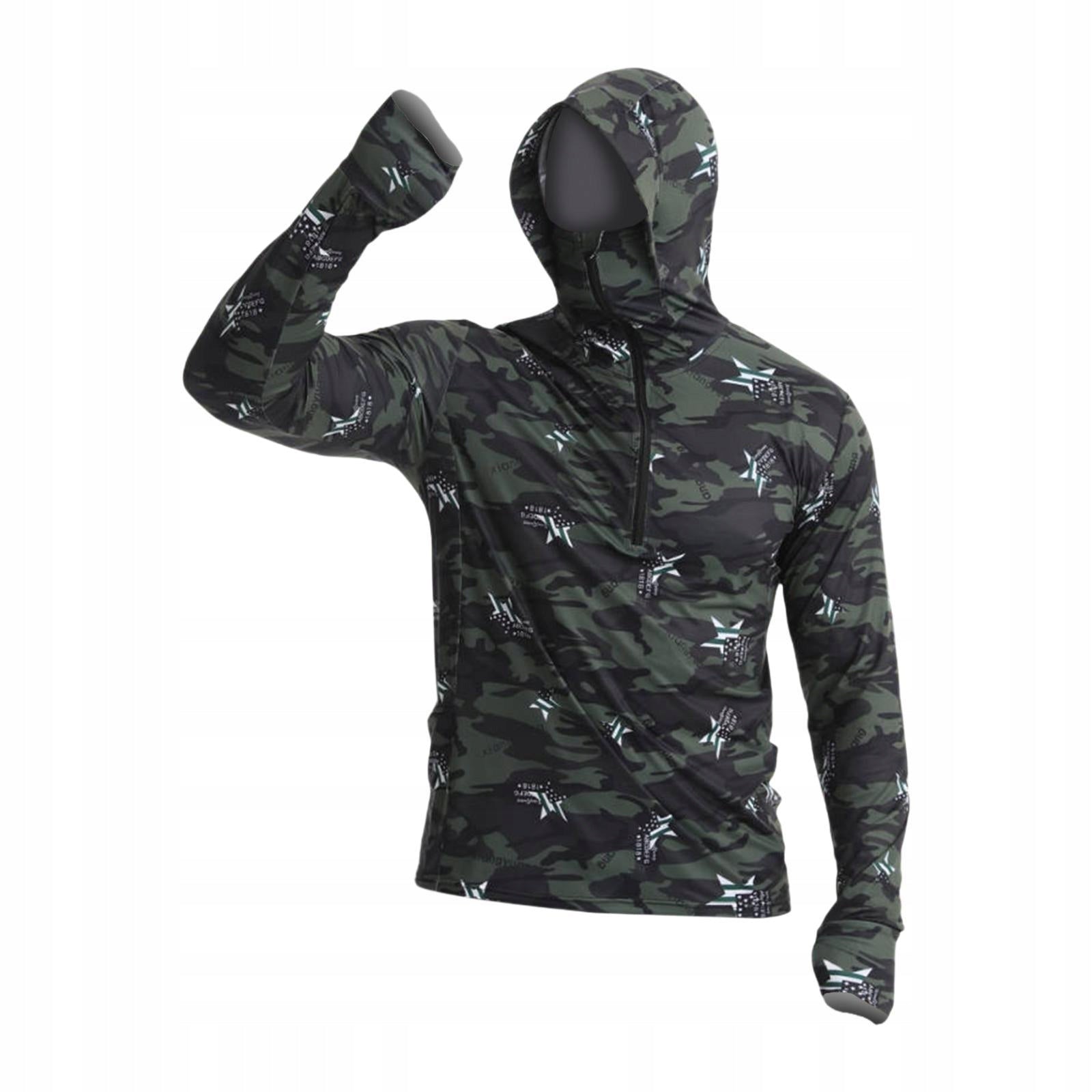 Men Sun Protection Hoodie Shirt Quick Drying Lightweight Long Sleeve 3XL