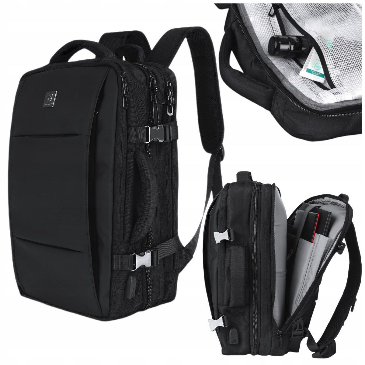 Men's 17-inch laptop backpack Hand luggage 3-in-1 airplane bag