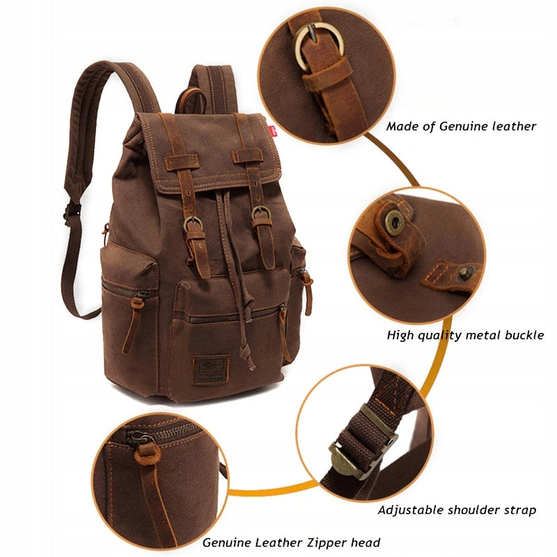 Men's Augur Laptop Backpack 14,1" Canvas Leather Vintage Grey Manufacturer code 6943349911184