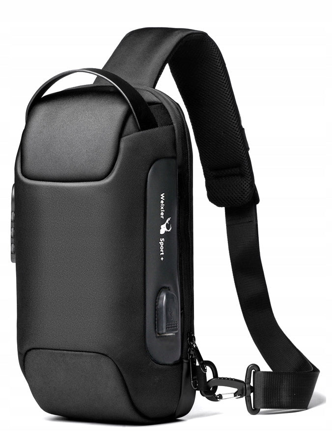 Men's BACKPACK Black Waterproof USB Crossbody