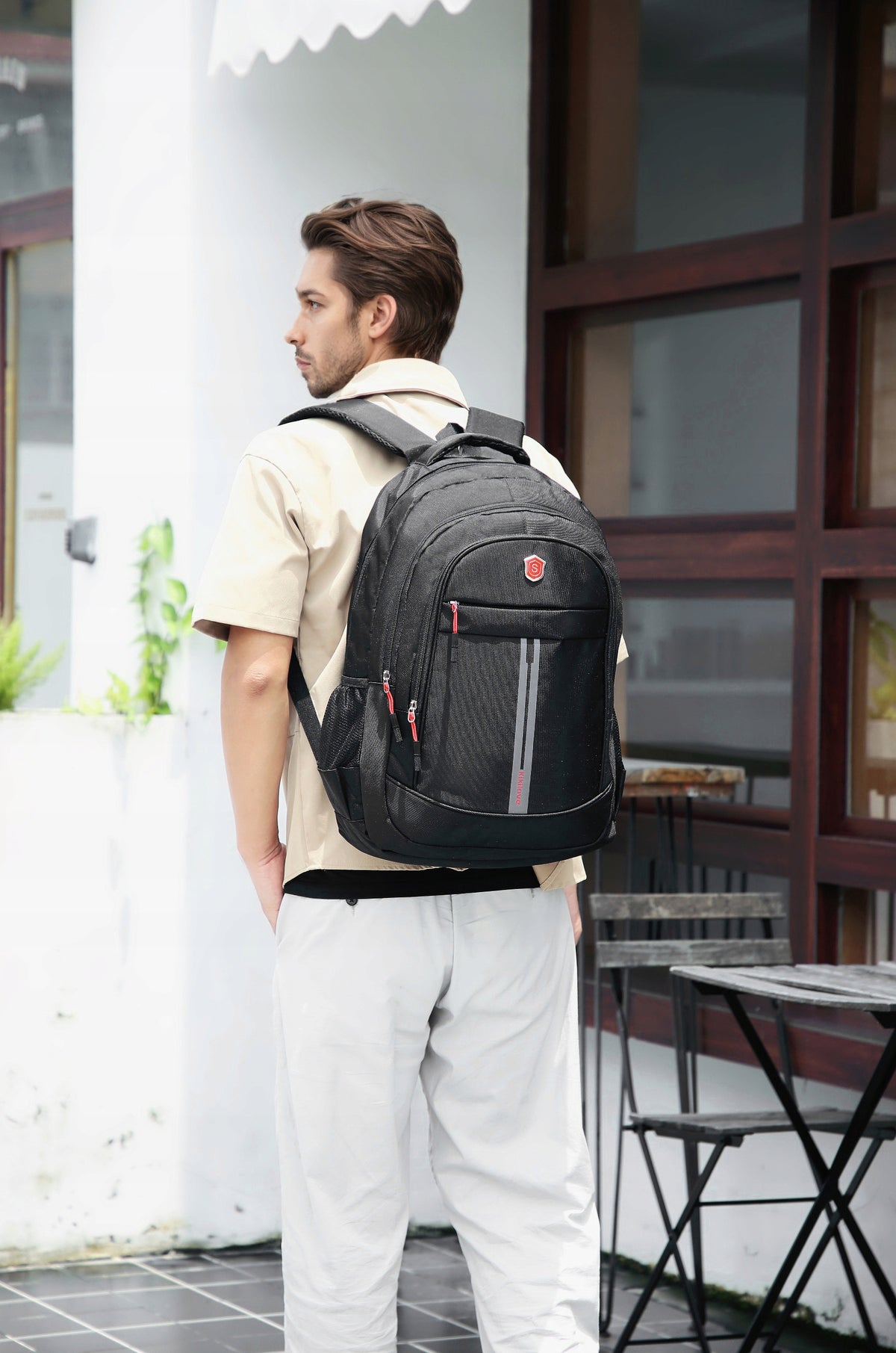 Men's Backpack, Laptop Backpack, Student Schoolbag, Black Packaging status original