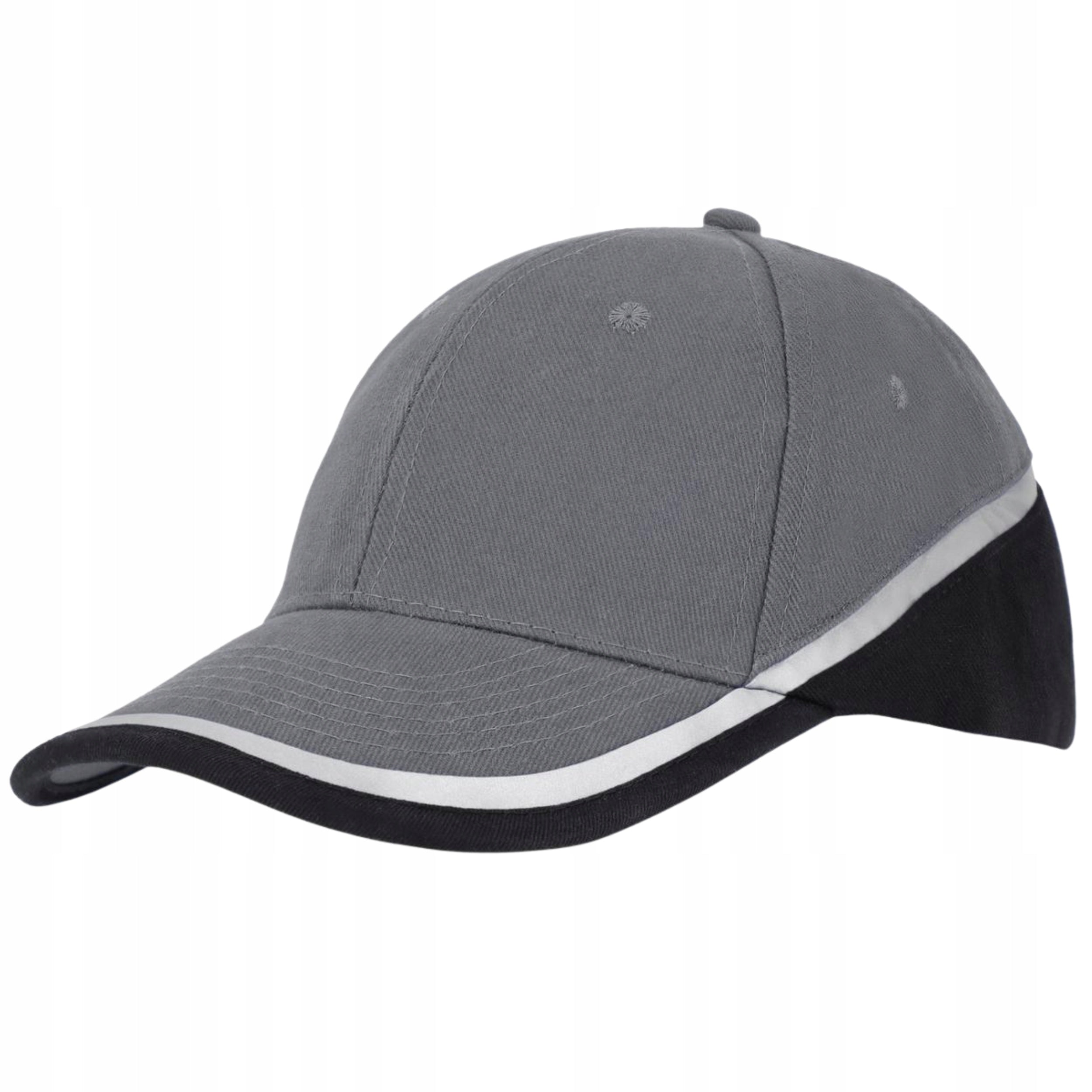 Men's Baseball Cap Working Baseball Cap Ventilation 100% Cotton Reflector Manufacturer code Czapka męska z daszkiem robocza szara