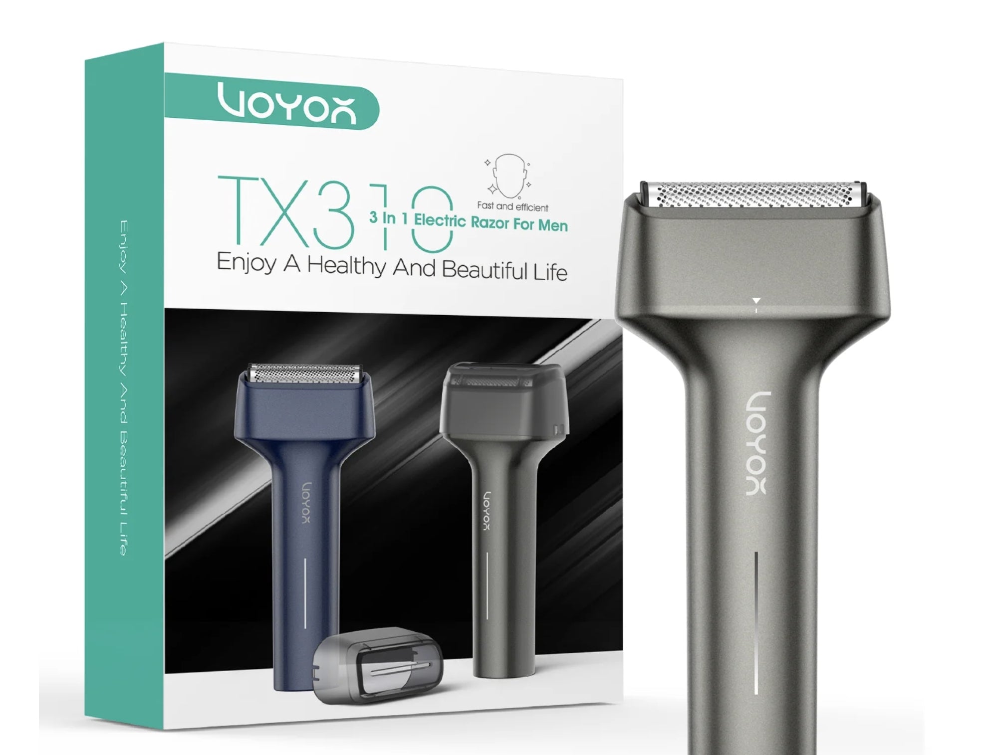 Men's Electric Shaver 3in1 Waterproof USB LED 90min VOYOR TX310